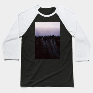 Vibrant Violet Misty Forest Baseball T-Shirt